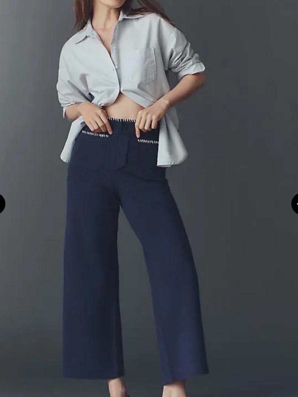 Mauve Navy Wide-Leg High-Rise Pants